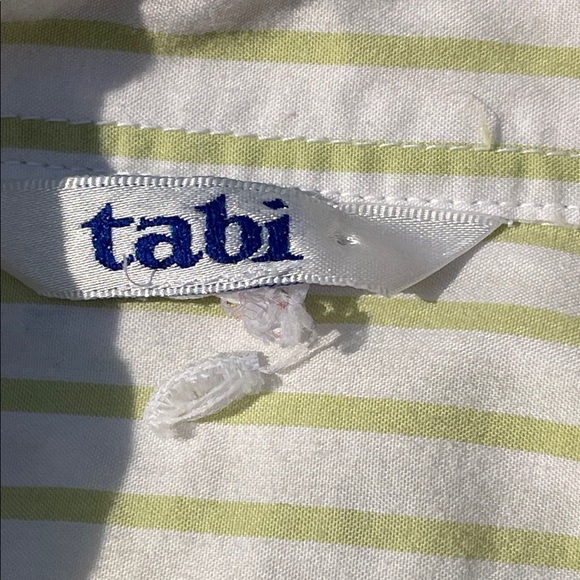 Tabi M vintage Yellow White Striped Shirt Floral Embroidery Spring Garden Top - Picture 7 of 7